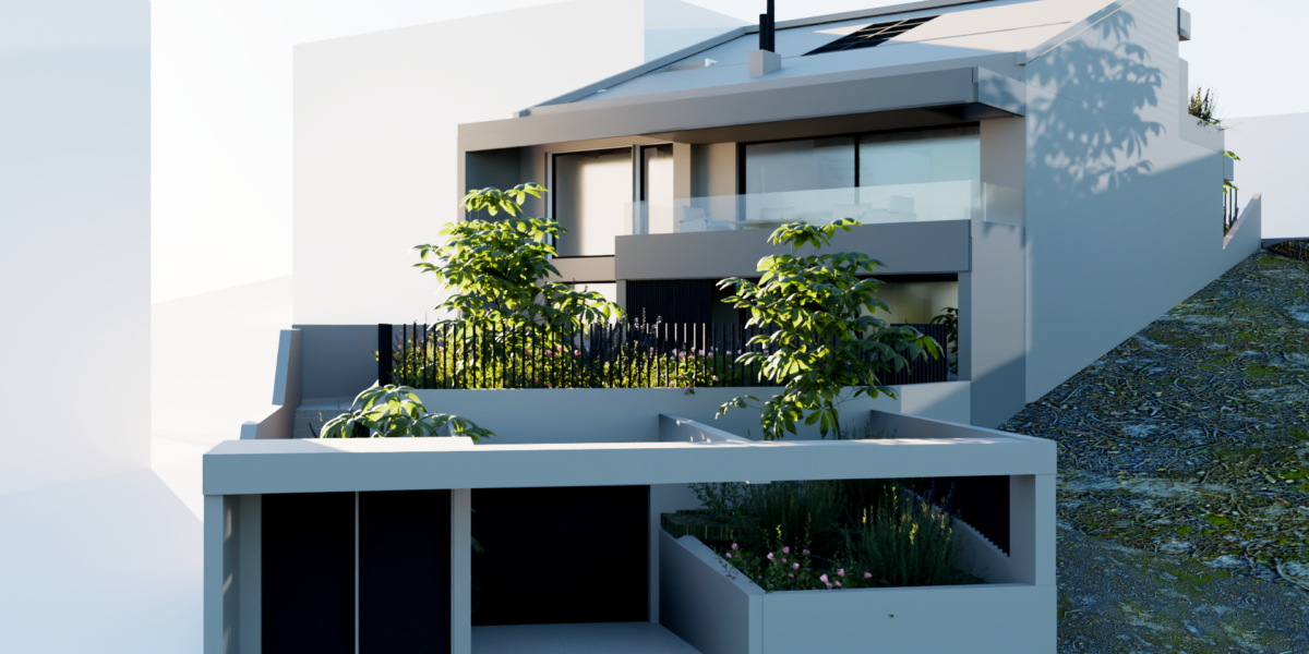 Νέα διώροφη πολυκατοικία με υπόγειο και σοφίτα